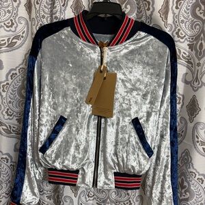 POL Crushed Velvet Bomber Jacket